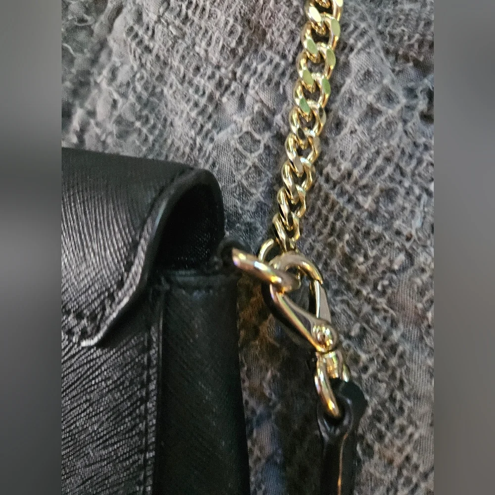 Kate Spade Black Saffiano Leather Crossbody Chain Strap Bag
